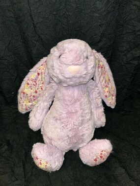Jellycat 12” Jasmine Lavender Purple Bunny Floral Ears Stuffed Animal Retired